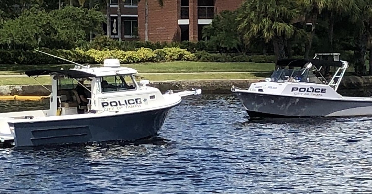 Two City of Tampa police boats on the water.
